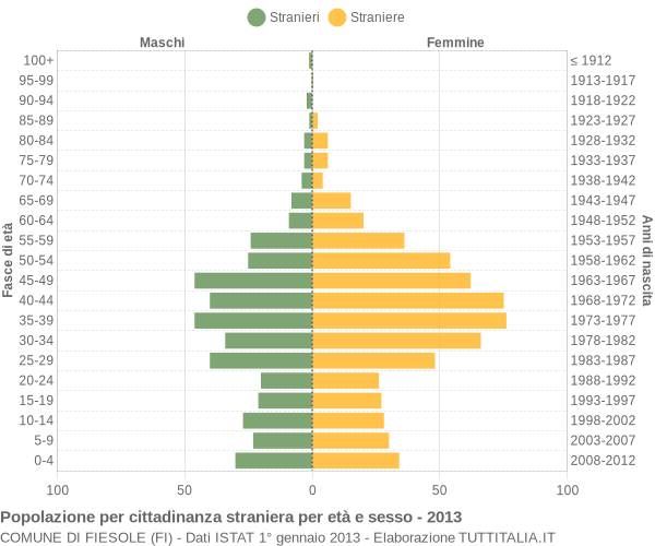Grafico cittadini stranieri - Fiesole 2013
