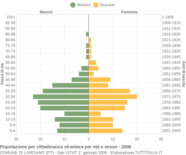 Grafico cittadini stranieri - Larciano 2006