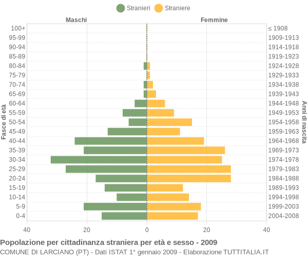 Grafico cittadini stranieri - Larciano 2009