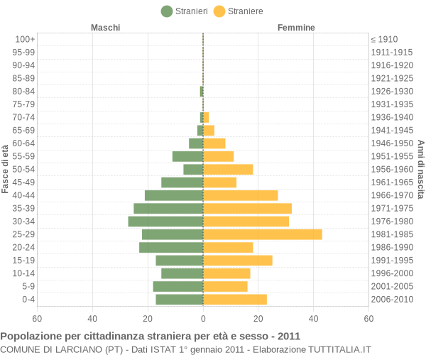 Grafico cittadini stranieri - Larciano 2011