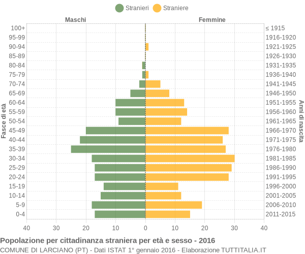 Grafico cittadini stranieri - Larciano 2016