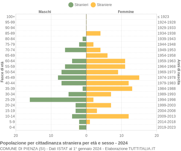 Grafico cittadini stranieri - Pienza 2024