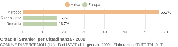 Grafico cittadinanza stranieri - Vergemoli 2009