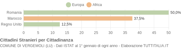 Grafico cittadinanza stranieri - Vergemoli 2010