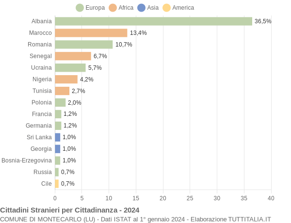 Grafico cittadinanza stranieri - Montecarlo 2024