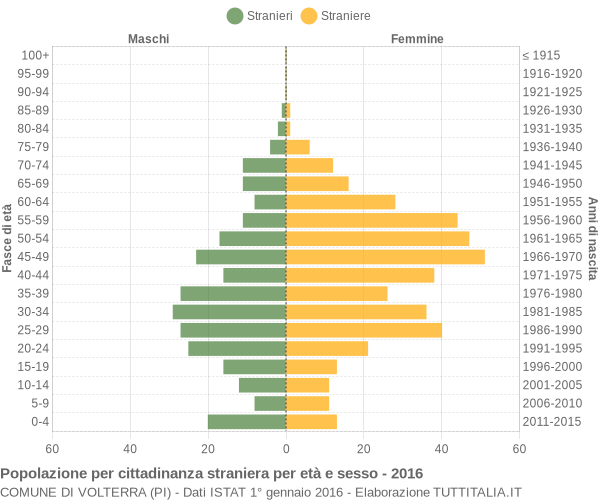 Grafico cittadini stranieri - Volterra 2016