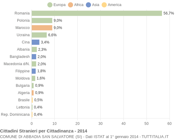 Grafico cittadinanza stranieri - Abbadia San Salvatore 2014