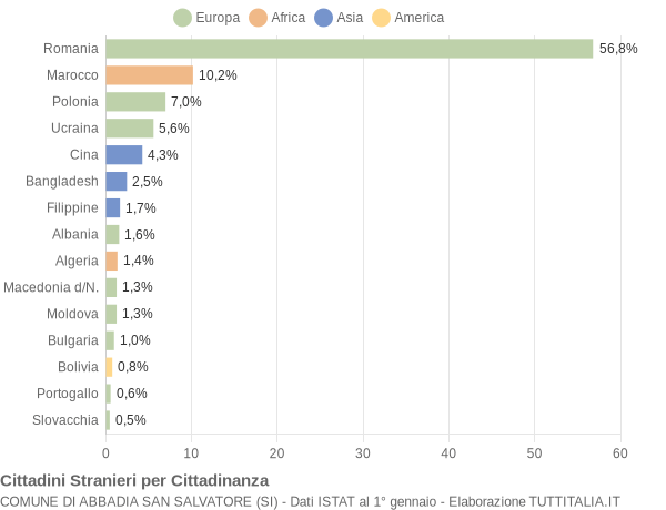 Grafico cittadinanza stranieri - Abbadia San Salvatore 2017