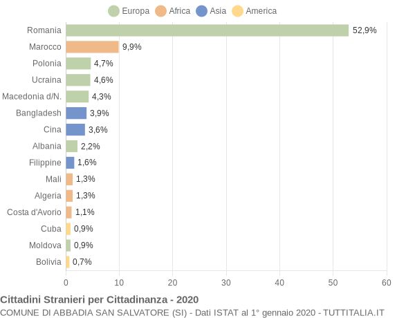 Grafico cittadinanza stranieri - Abbadia San Salvatore 2020