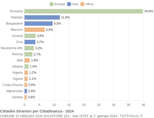 Grafico cittadinanza stranieri - Abbadia San Salvatore 2024