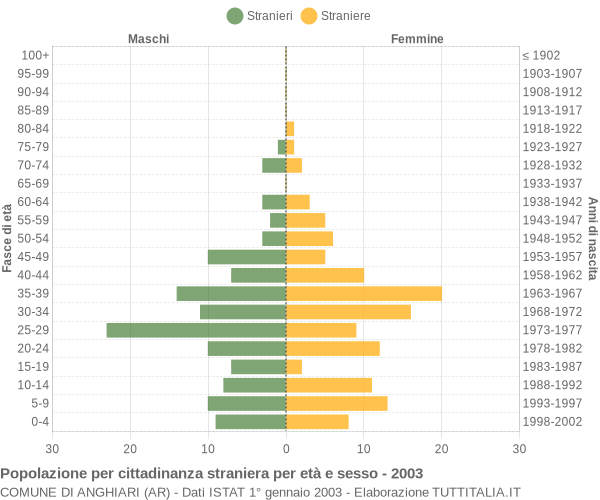 Grafico cittadini stranieri - Anghiari 2003