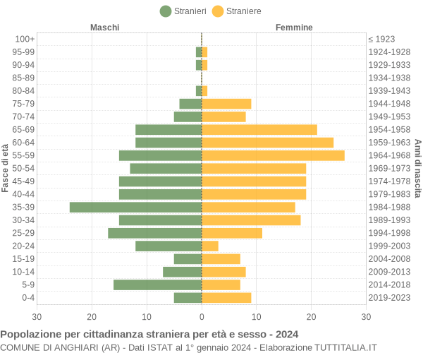 Grafico cittadini stranieri - Anghiari 2024