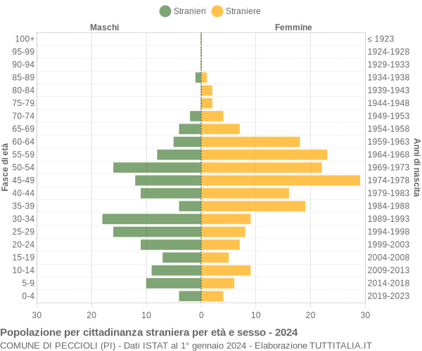 Grafico cittadini stranieri - Peccioli 2024