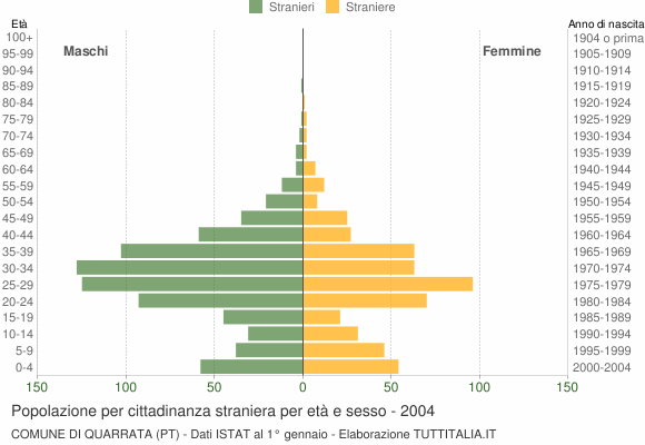 Grafico cittadini stranieri - Quarrata 2004