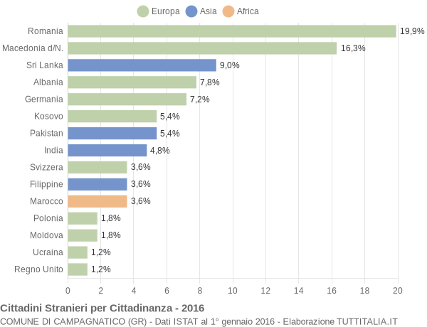 Grafico cittadinanza stranieri - Campagnatico 2016