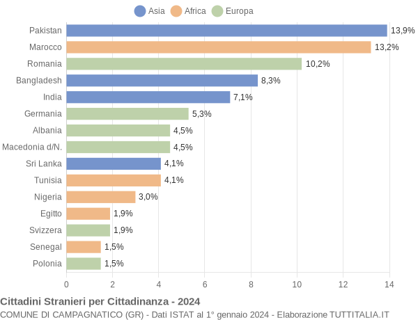 Grafico cittadinanza stranieri - Campagnatico 2024