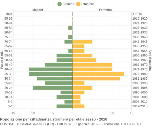 Grafico cittadini stranieri - Campagnatico 2016