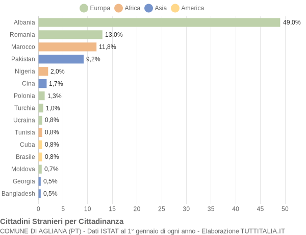 Grafico cittadinanza stranieri - Agliana 2015