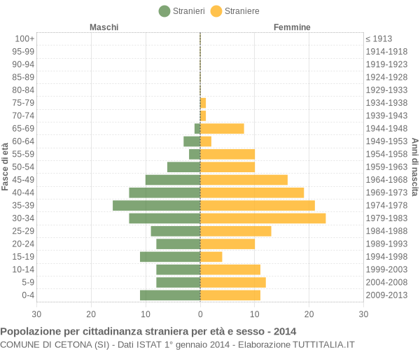 Grafico cittadini stranieri - Cetona 2014