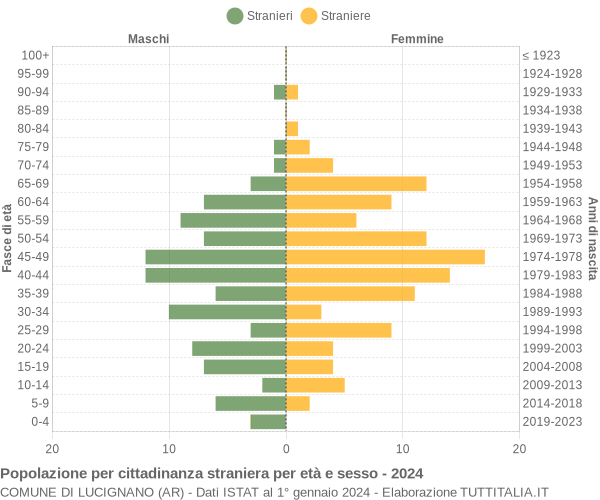 Grafico cittadini stranieri - Lucignano 2024