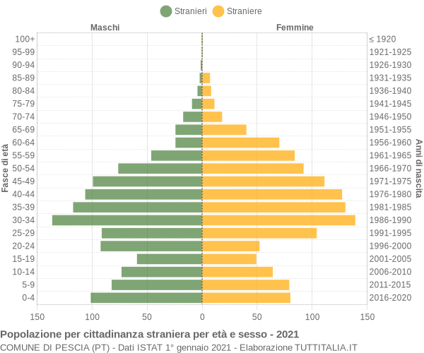 Grafico cittadini stranieri - Pescia 2021