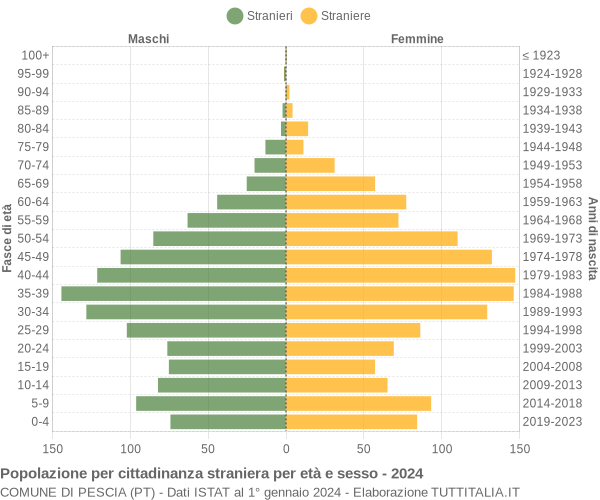 Grafico cittadini stranieri - Pescia 2024