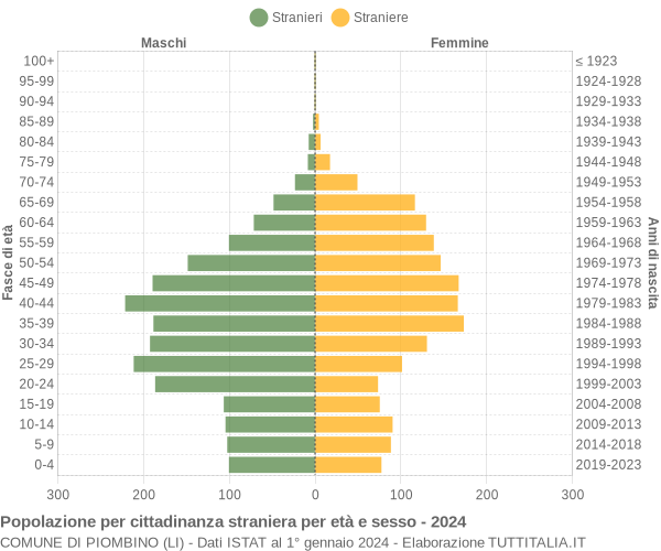 Grafico cittadini stranieri - Piombino 2024