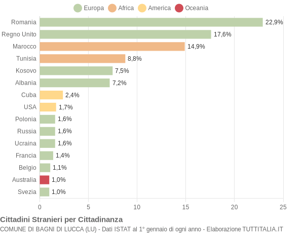 Grafico cittadinanza stranieri - Bagni di Lucca 2016