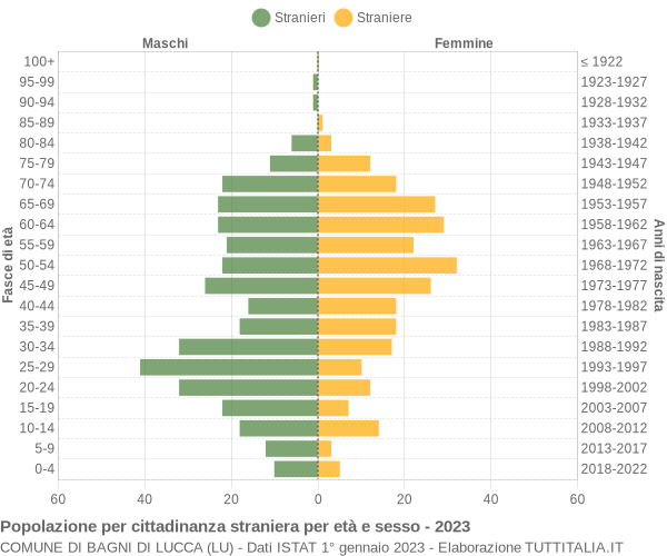 Grafico cittadini stranieri - Bagni di Lucca 2023