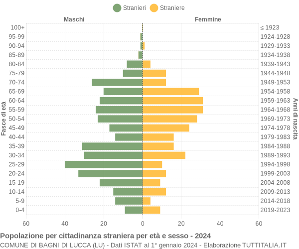 Grafico cittadini stranieri - Bagni di Lucca 2024