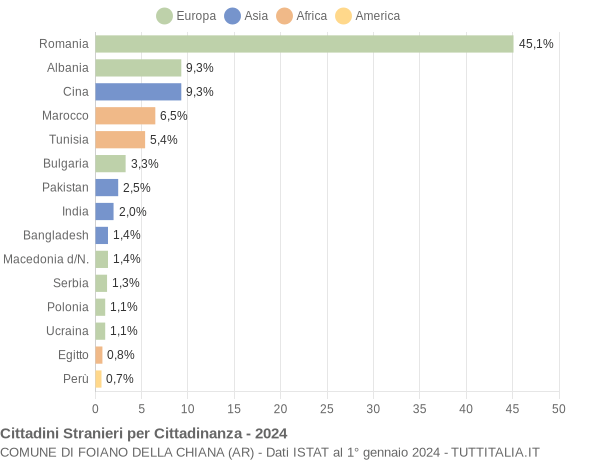 Grafico cittadinanza stranieri - Foiano della Chiana 2024