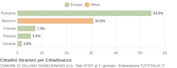 Grafico cittadinanza stranieri - Sillano Giuncugnano 2009