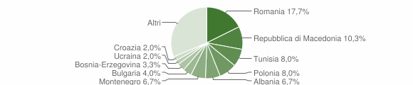 Grafico cittadinanza stranieri - Buonconvento 2010