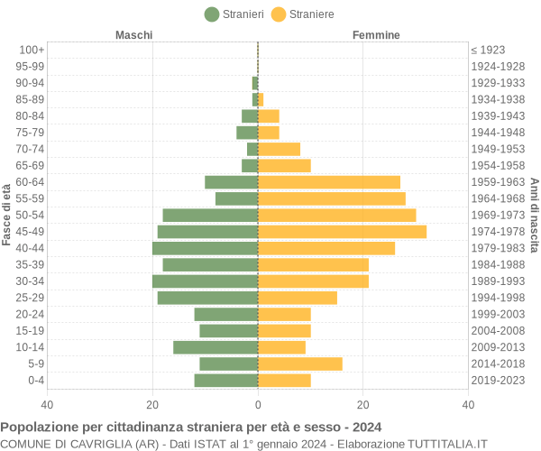 Grafico cittadini stranieri - Cavriglia 2024