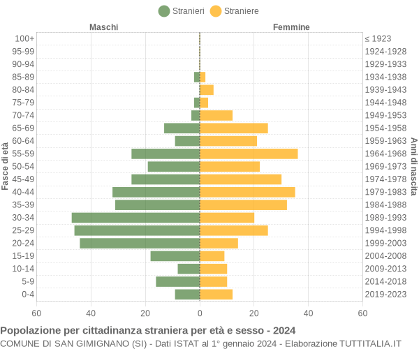 Grafico cittadini stranieri - San Gimignano 2024