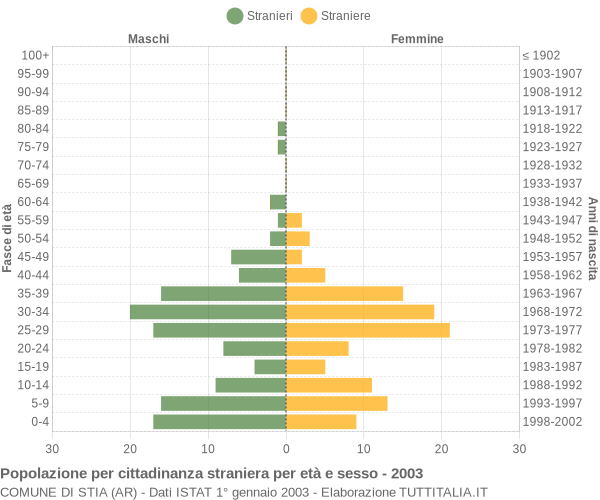 Grafico cittadini stranieri - Stia 2003