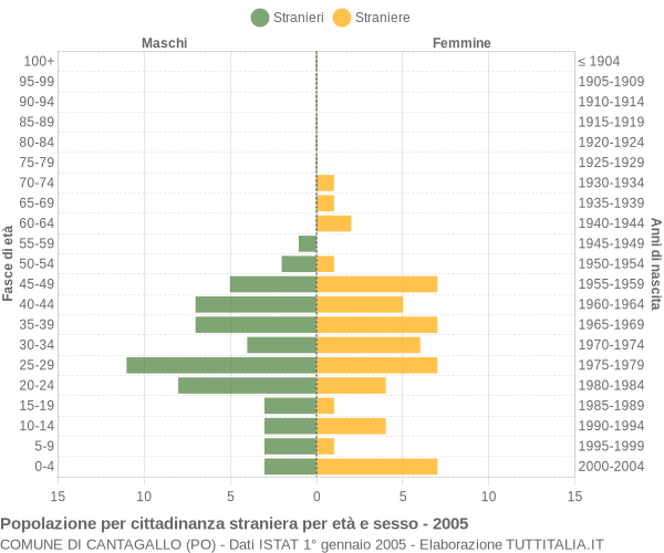 Grafico cittadini stranieri - Cantagallo 2005