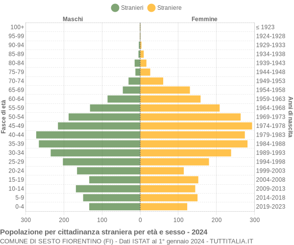 Grafico cittadini stranieri - Sesto Fiorentino 2024