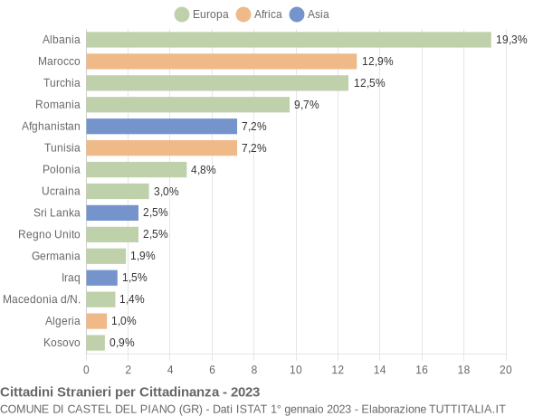 Grafico cittadinanza stranieri - Castel del Piano 2023