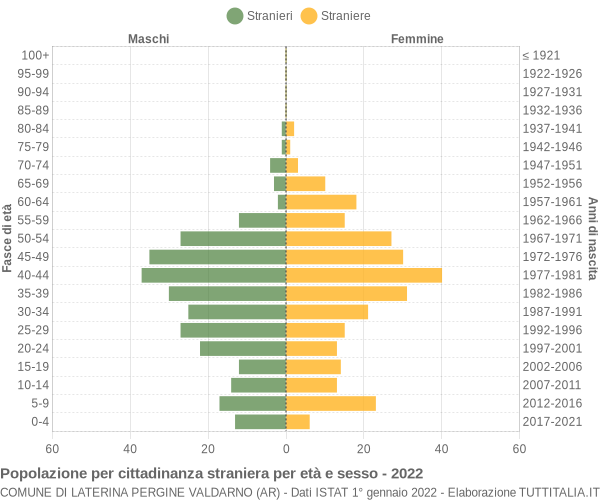 Grafico cittadini stranieri - Laterina Pergine Valdarno 2022