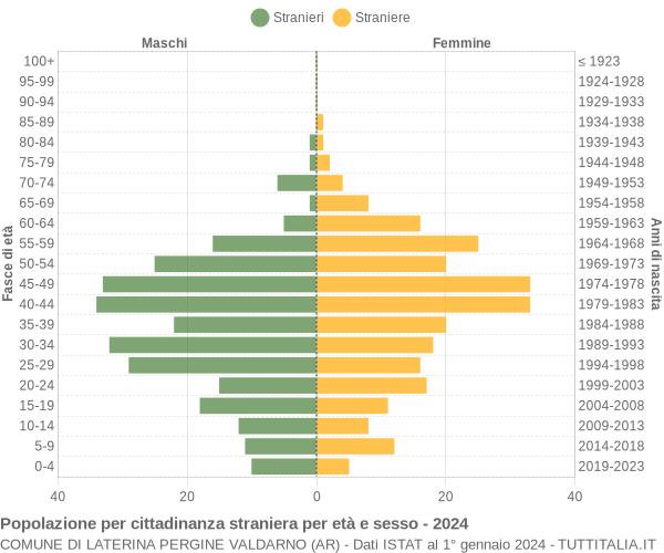 Grafico cittadini stranieri - Laterina Pergine Valdarno 2024