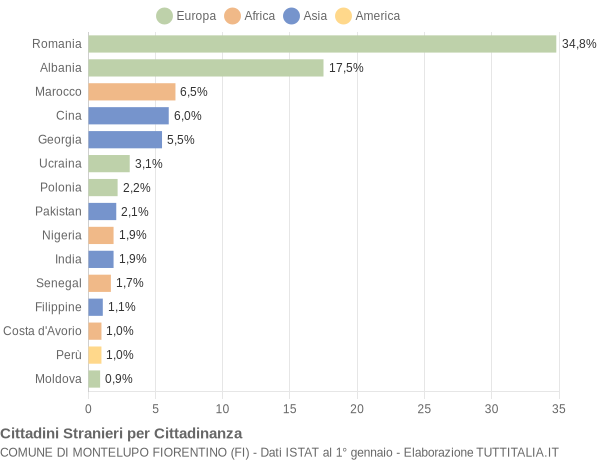 Grafico cittadinanza stranieri - Montelupo Fiorentino 2017