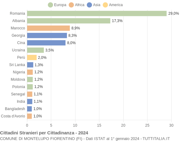 Grafico cittadinanza stranieri - Montelupo Fiorentino 2024