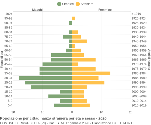 Grafico cittadini stranieri - Riparbella 2020