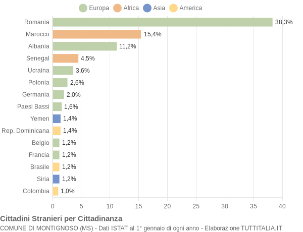 Grafico cittadinanza stranieri - Montignoso 2014