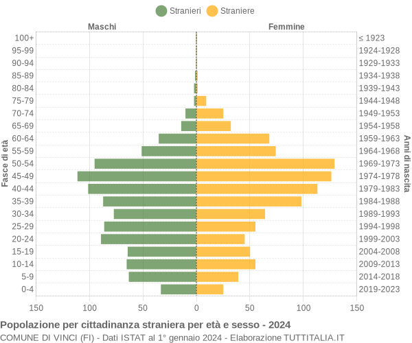 Grafico cittadini stranieri - Vinci 2024