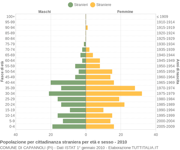 Grafico cittadini stranieri - Capannoli 2010