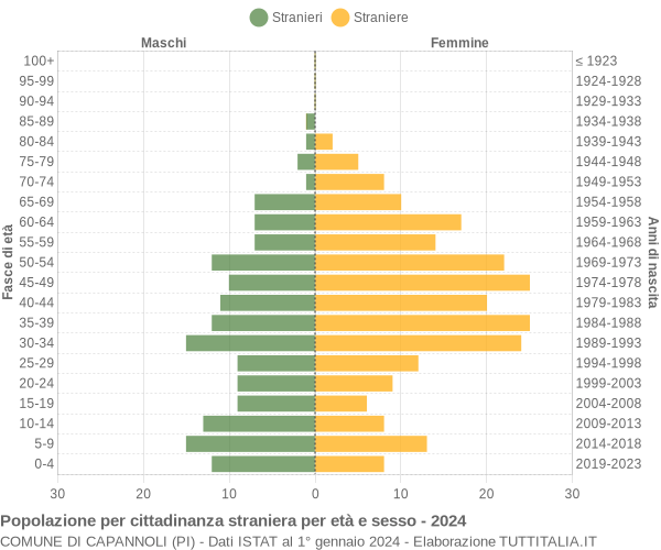 Grafico cittadini stranieri - Capannoli 2024