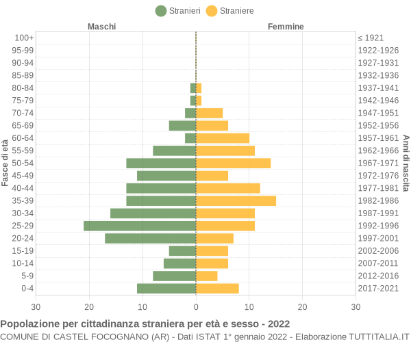 Grafico cittadini stranieri - Castel Focognano 2022