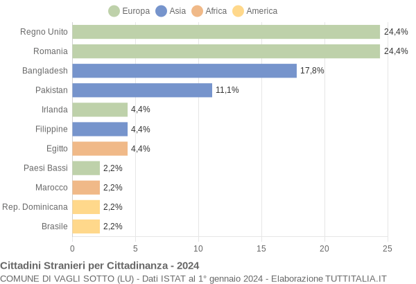 Grafico cittadinanza stranieri - Vagli Sotto 2024